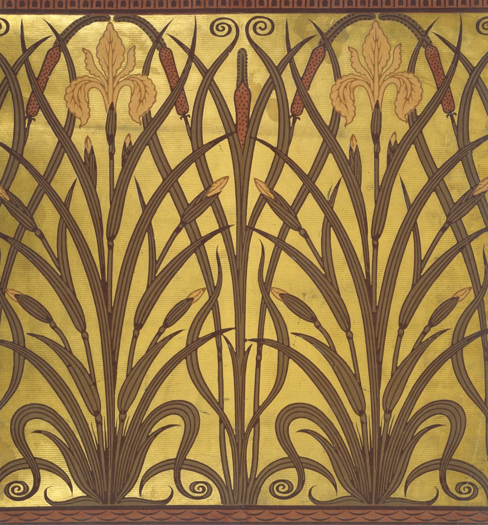 Detail of Iris wallpaper by Walter Crane
