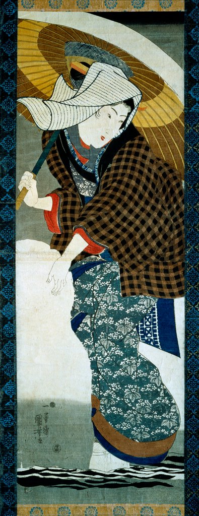 Detail of A Beauty and a Snowman by Utagawa Kuniyoshi