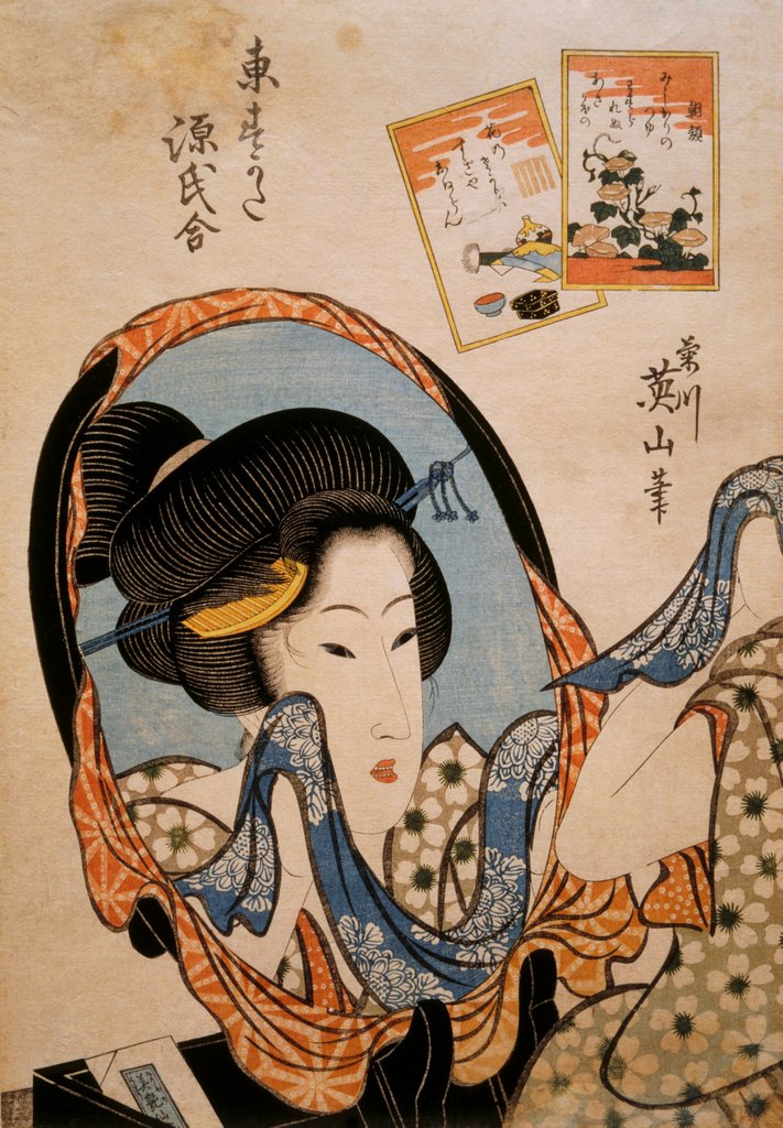 Detail of The Chapter 'Asagao', from the Genji in Edo Style series by Kikukawa Eizan