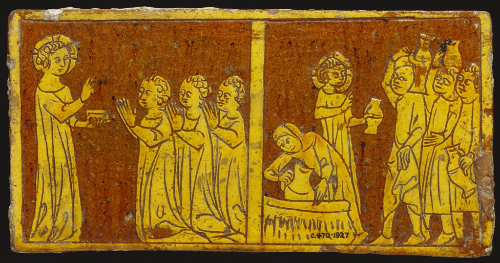 Detail of Medieval Tile. Hertfordshire, England, early 14th century by Unknown