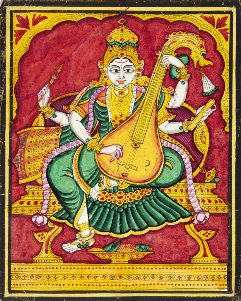 Detail of Saraswati. Mysore, India, mid-19th century by Unknown