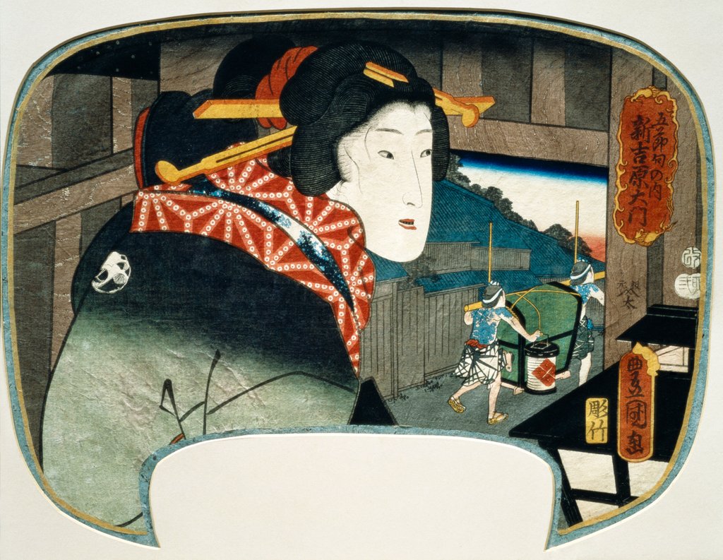 Detail of Yoshiwara O-mon Gate by Utagawa Kunisada (I)