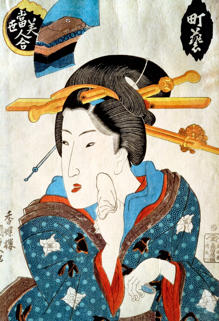 Detail of Geisha wiping Her Face by Utagawa Kunisada