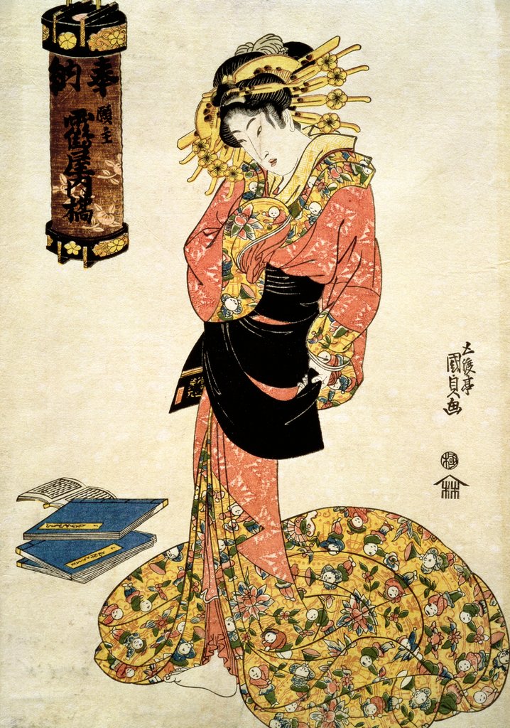 Detail of The Courtesan Tachibana of Tsuru-ya by Utagawa Kunisada