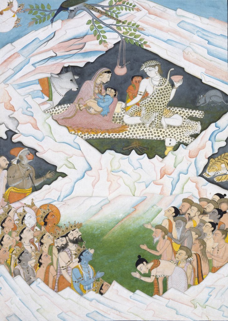Detail of Holy Family of Siva, Parvati, Kartikiyya and Ganesa on Mount Kailash by Unknown