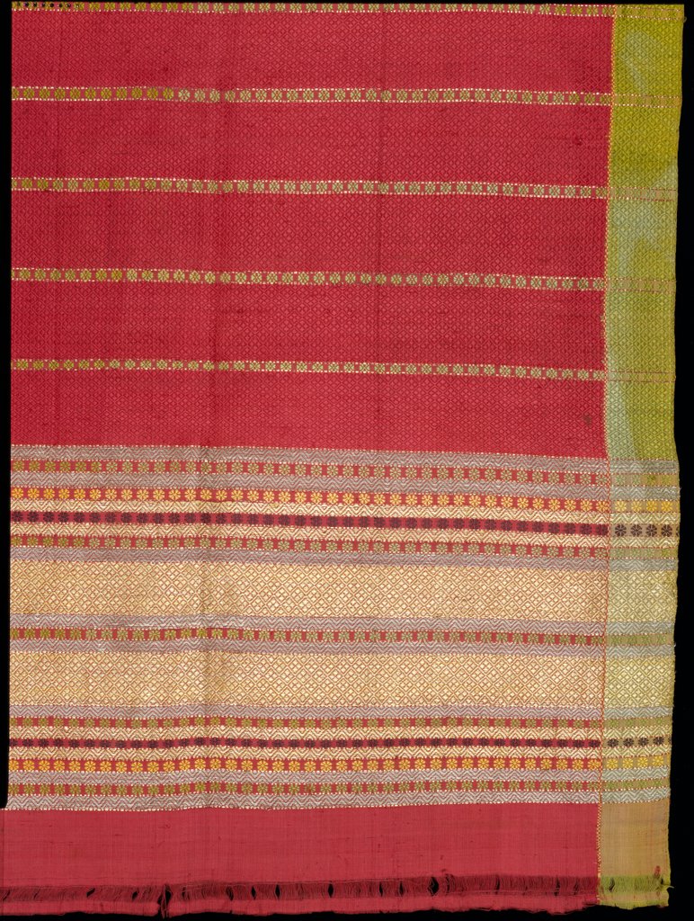 Detail of Woven silk fragment. Punjab, India, mid-19th century by Unknown