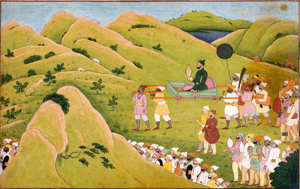 Detail of Raja Balwant Singh hawking by Nainsukh