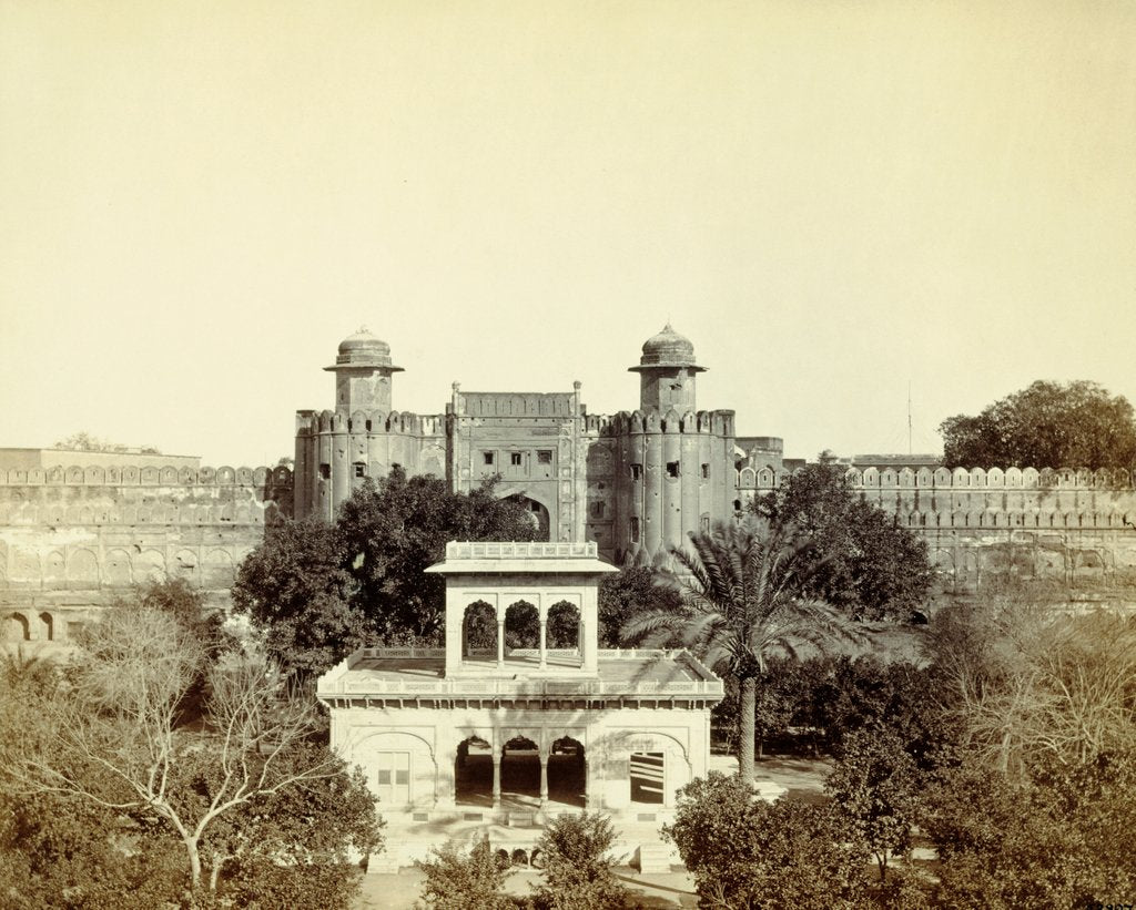 Detail of Hazuri Bagh Gardens and Fort Lahore by Unknown