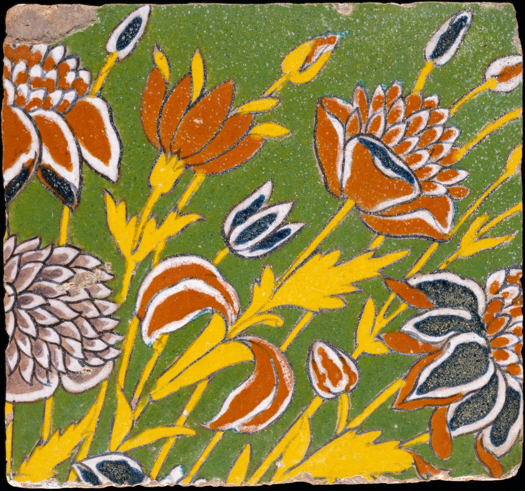 Detail of Glazed tile. India, 17th century by Unknown