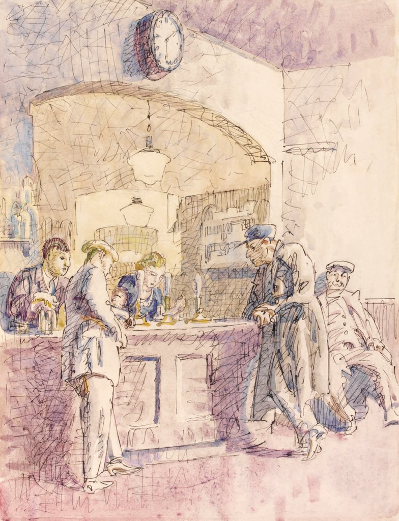 Detail of Inside The Nag's Head at Braintree on Market Day by Walter Bayes