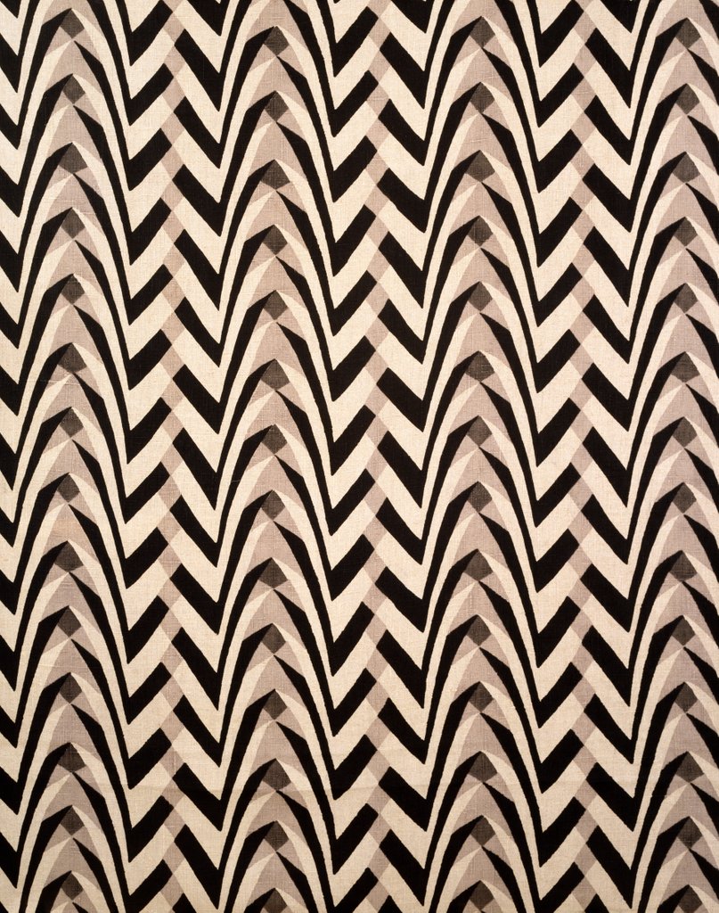 Detail of Furnishing fabric with chevron-like bands by Gregory Brown & William Foxton