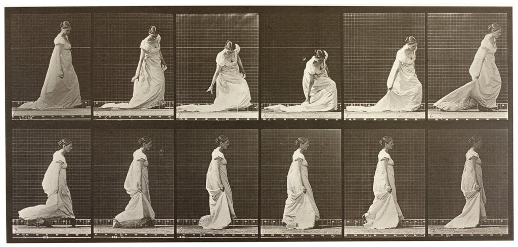 Detail of Woman picking up the hem of her dress by Eadweard Muybridge