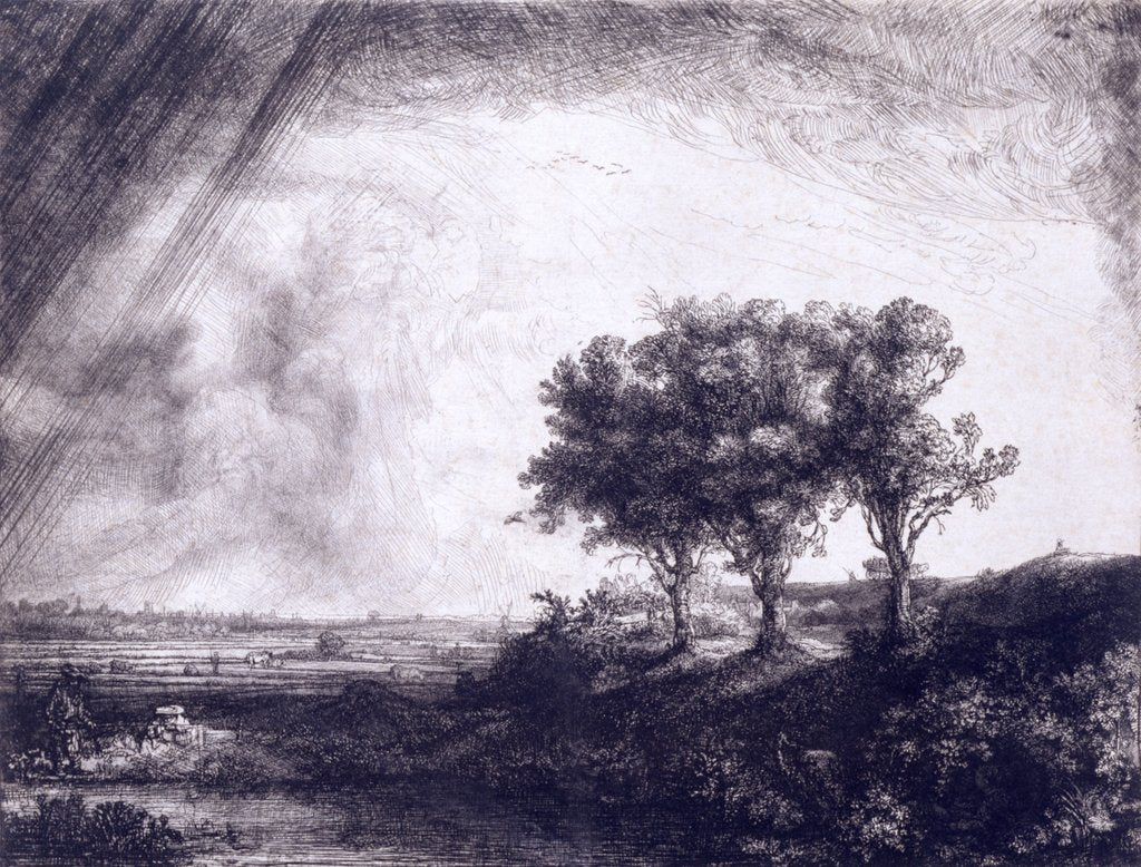 Detail of Three trees by Rembrandt van Rijn