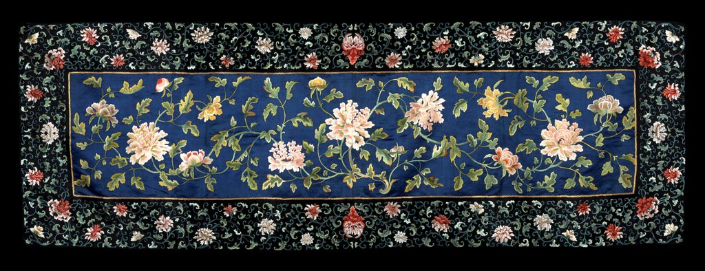 Detail of Panel with peonies and leaves and stems by Anonymous