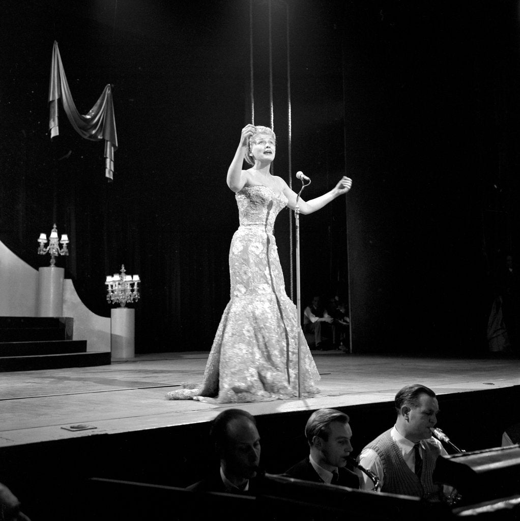Detail of Jane Morgan, American popular music singer, at the London Palladium by Harry Hammond