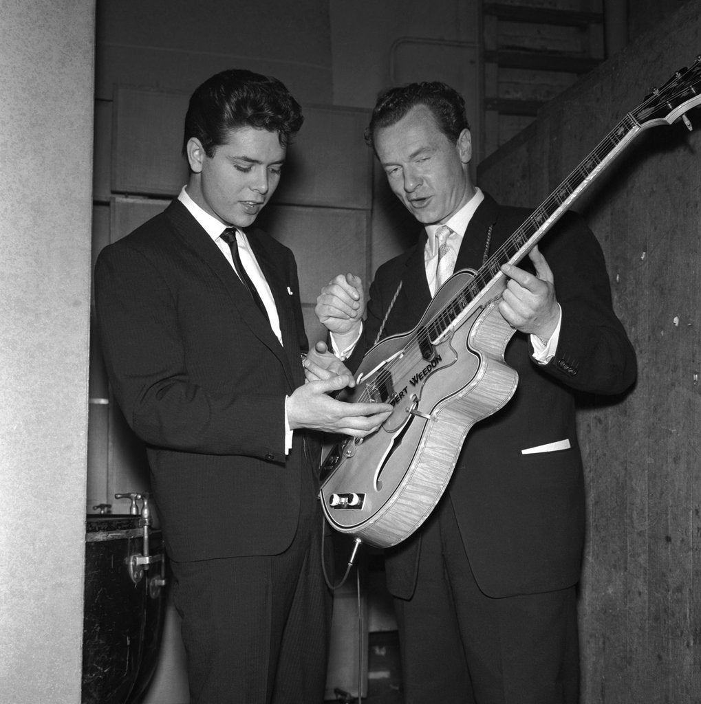 Detail of Bert Weedon with Cliff Richard by Harry Hammond