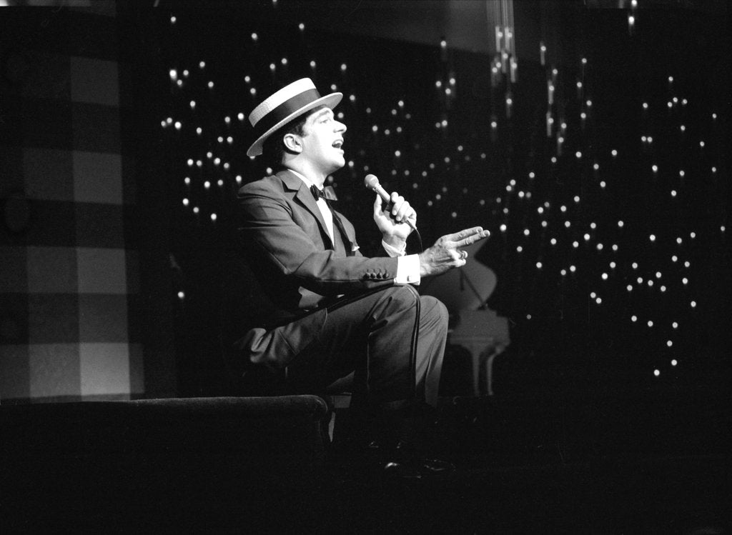 Detail of Frankie Vaughan performing at The London Palladium by Harry Hammond