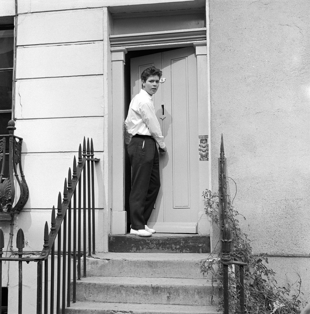 Detail of Cliff Richard outside his Chelsea flat by Harry Hammond