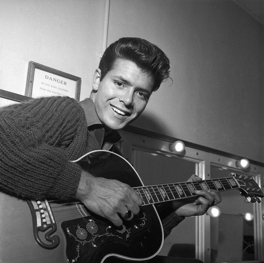 Detail of Cliff Richard with guitar by Harry Hammond
