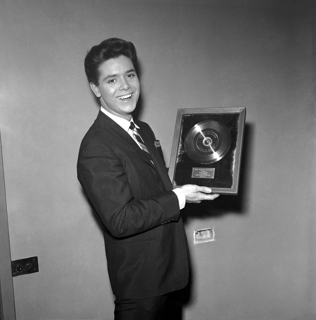 Detail of Cliff Richard with his first gold record by Harry Hammond