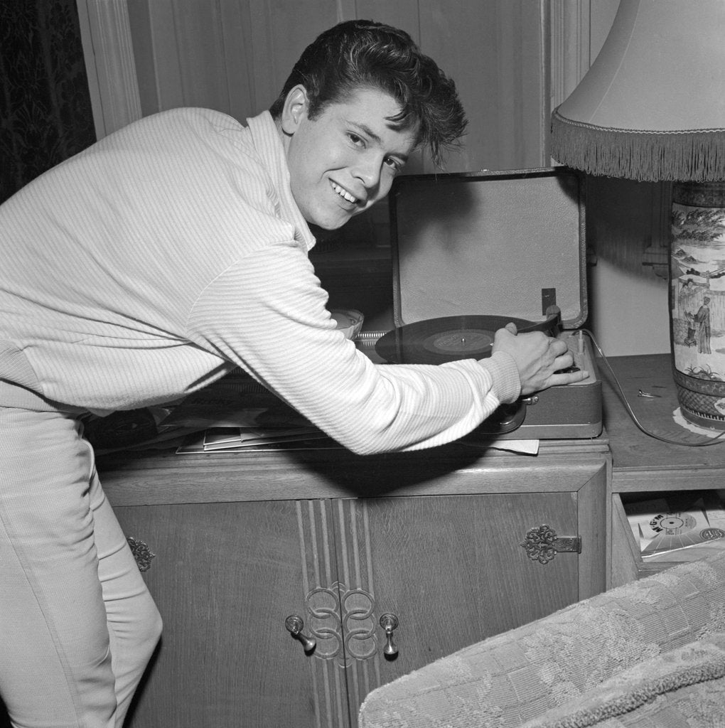 Detail of Cliff Richard playing records by Harry Hammond
