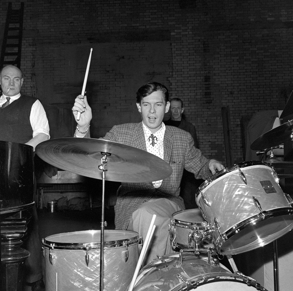 Detail of Johnnie Ray at the drums by Harry Hammond