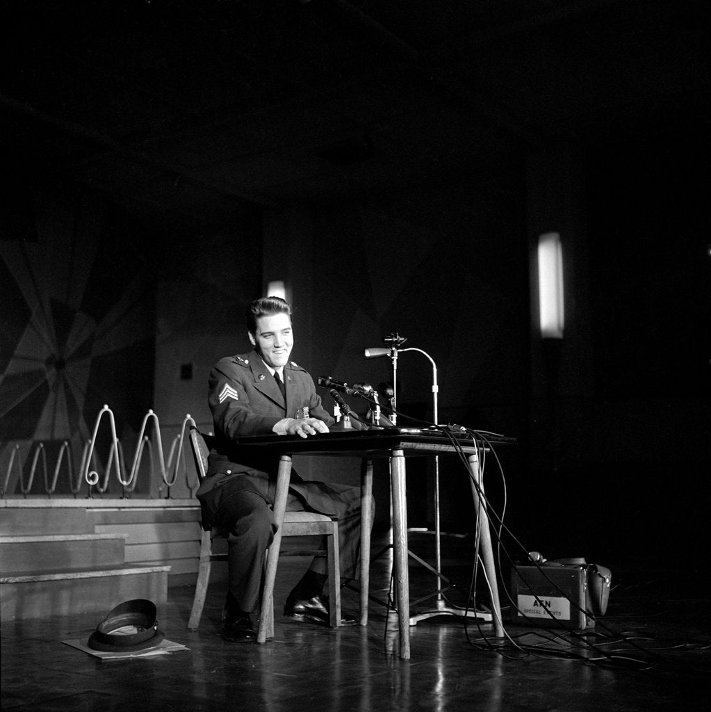 Detail of Elvis Presley at a Press Conference in Frankfurt by Harry Hammond