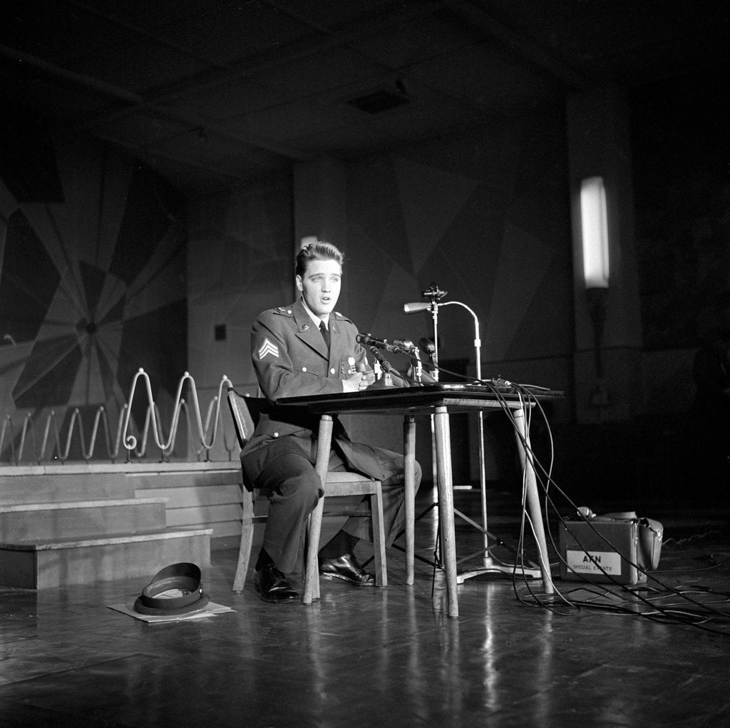 Detail of Elvis Presley at a Press Conference in Frankfurt by Harry Hammond