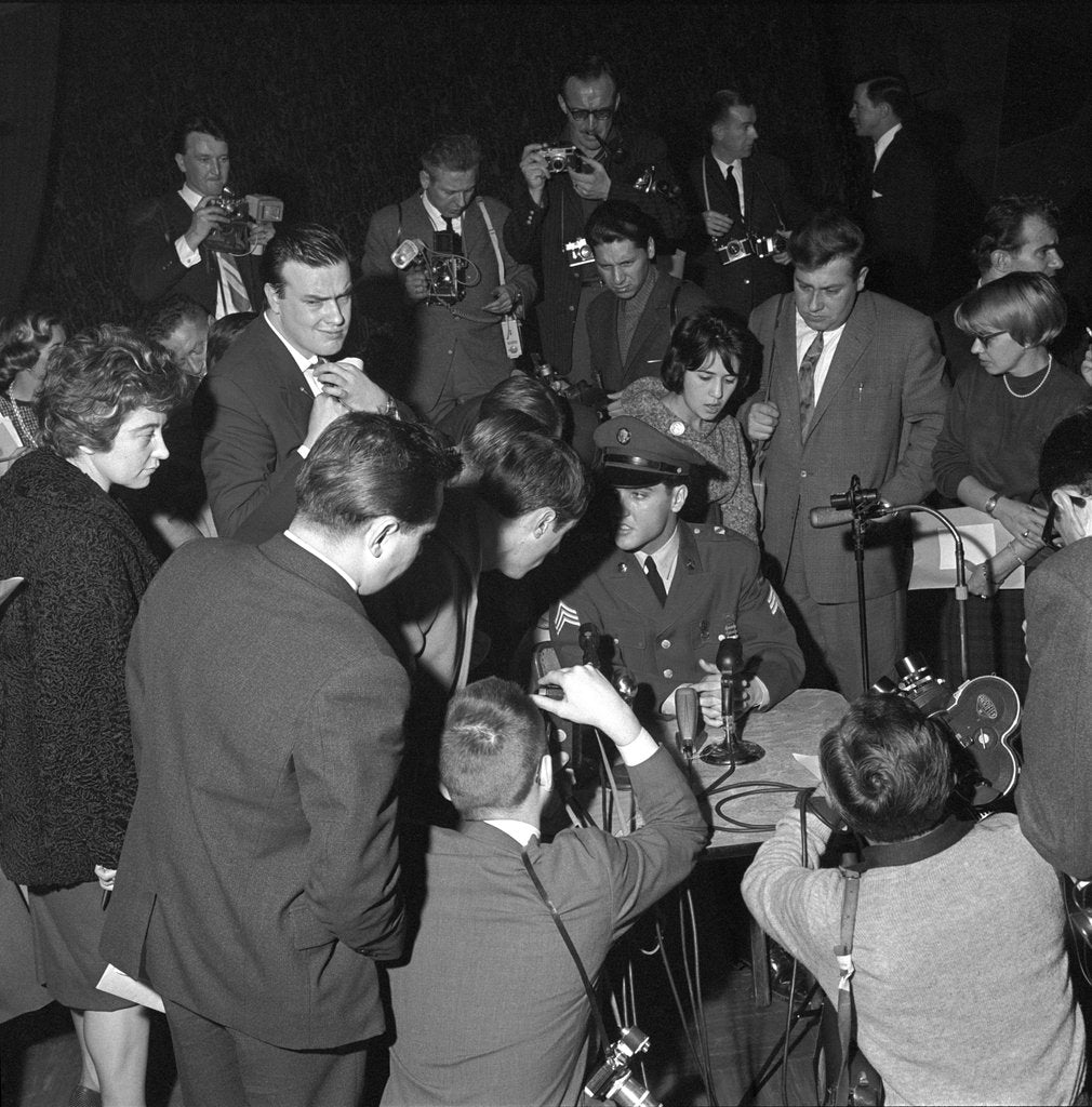 Detail of Elvis Presley at a Press Conference in Frankfurt by Harry Hammond