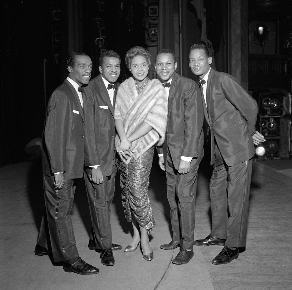 Detail of The Platters posing at the Palladium by Harry Hammond