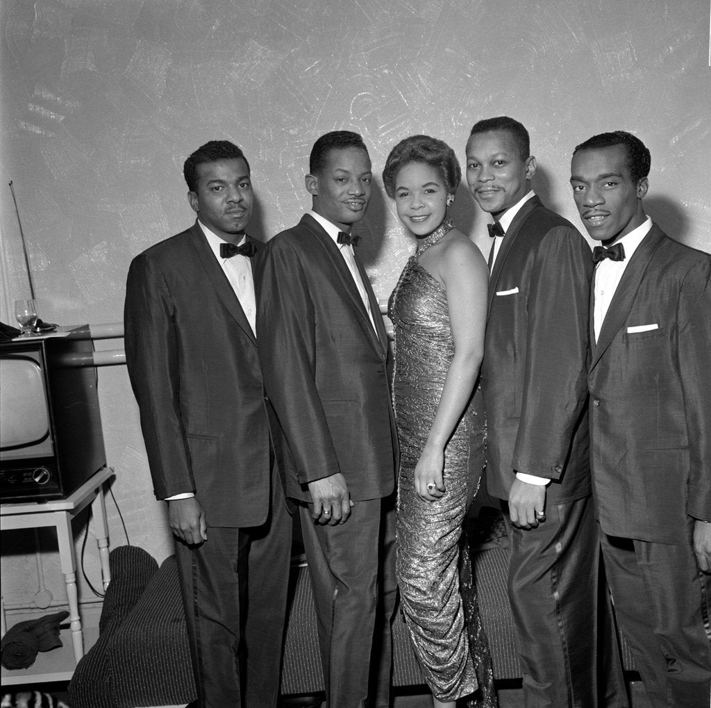 Detail of The Platters posing at the Palladium by Harry Hammond
