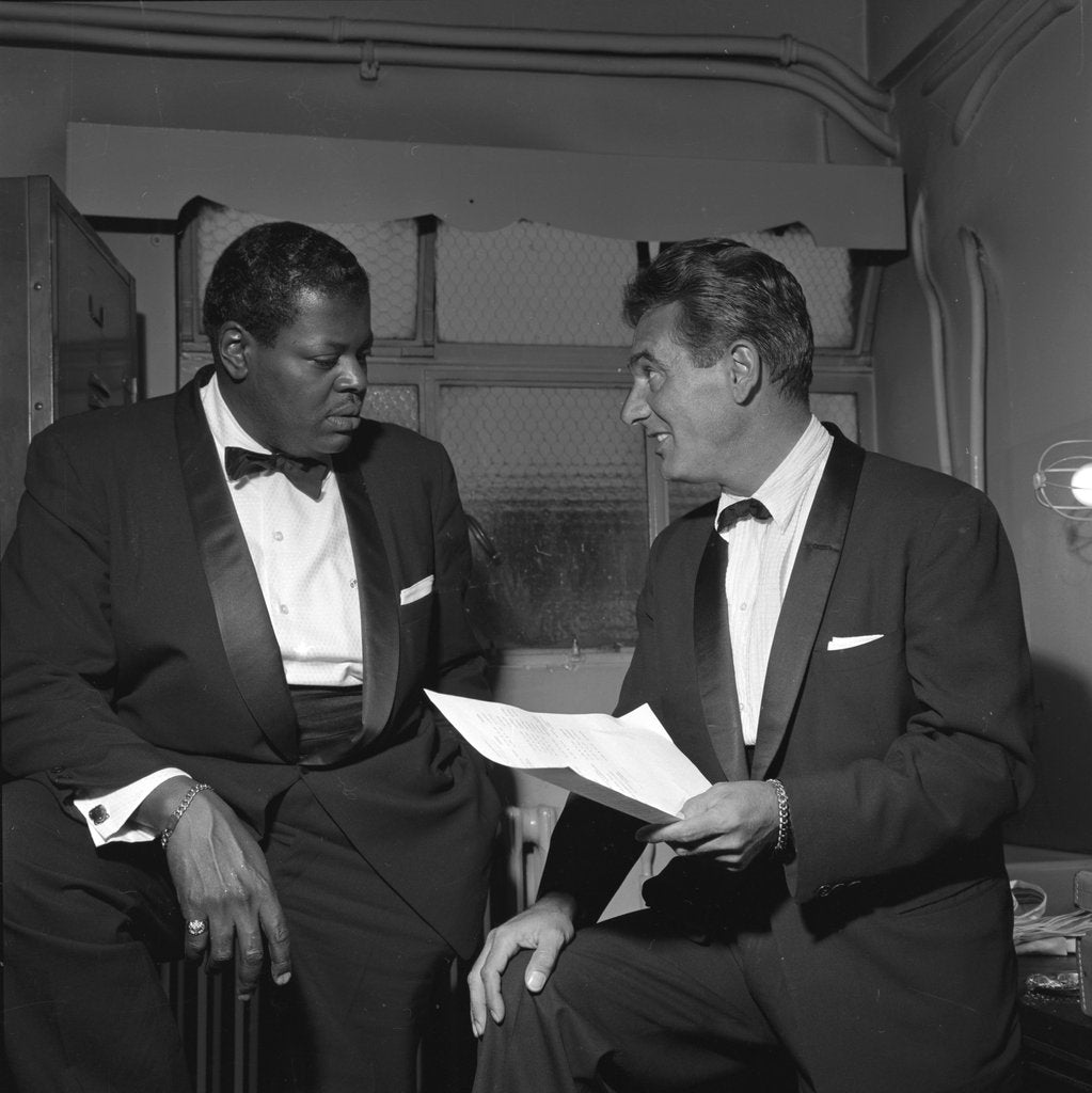 Detail of Oscar Peterson with an unknown man by Harry Hammond