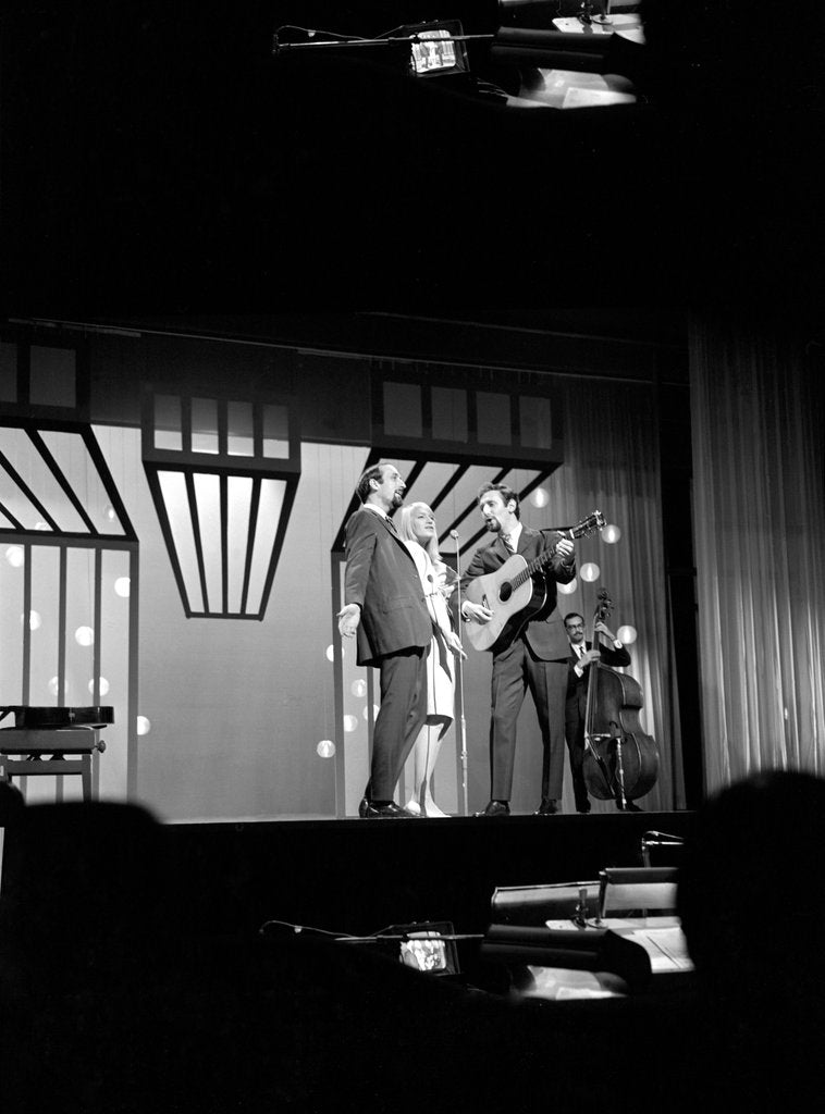 Detail of Peter, Mary and Paul on stage at the Palladium by Harry Hammond