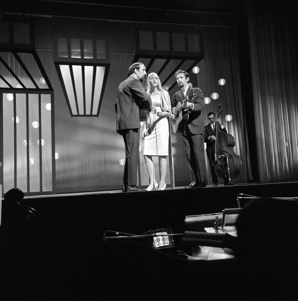 Detail of Peter, Mary and Paul on stage at the Palladium by Harry Hammond