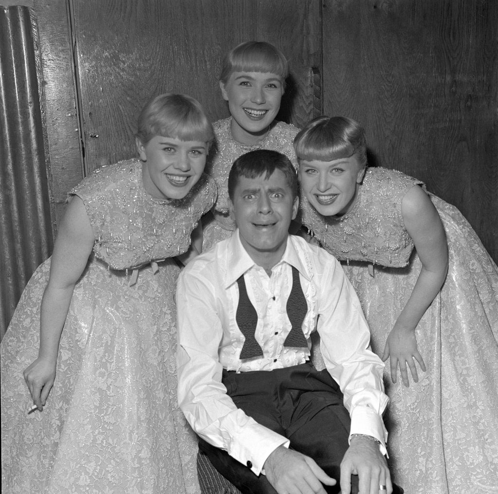 Detail of Jerry Lewis with the Kaye Sisters by Harry Hammond