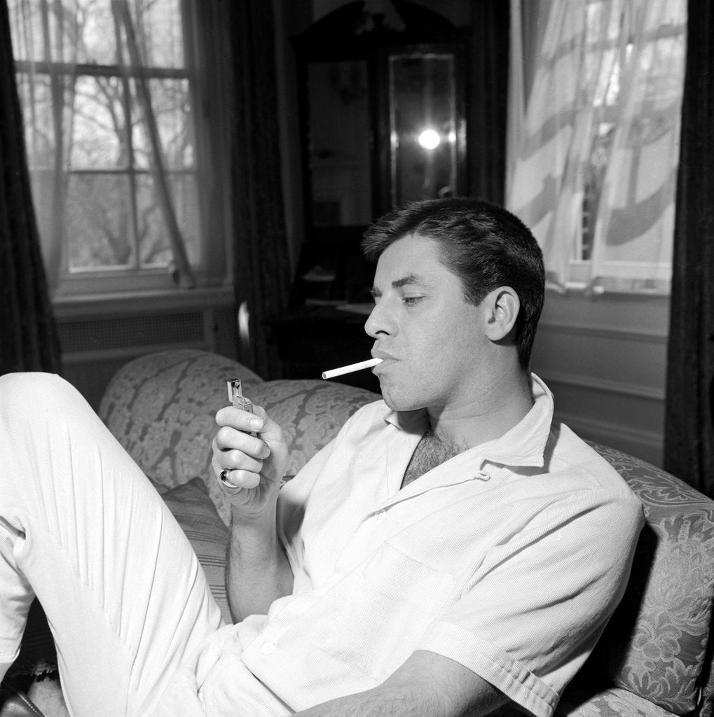 Detail of Jerry Lewis relaxing with a cigarette by Harry Hammond