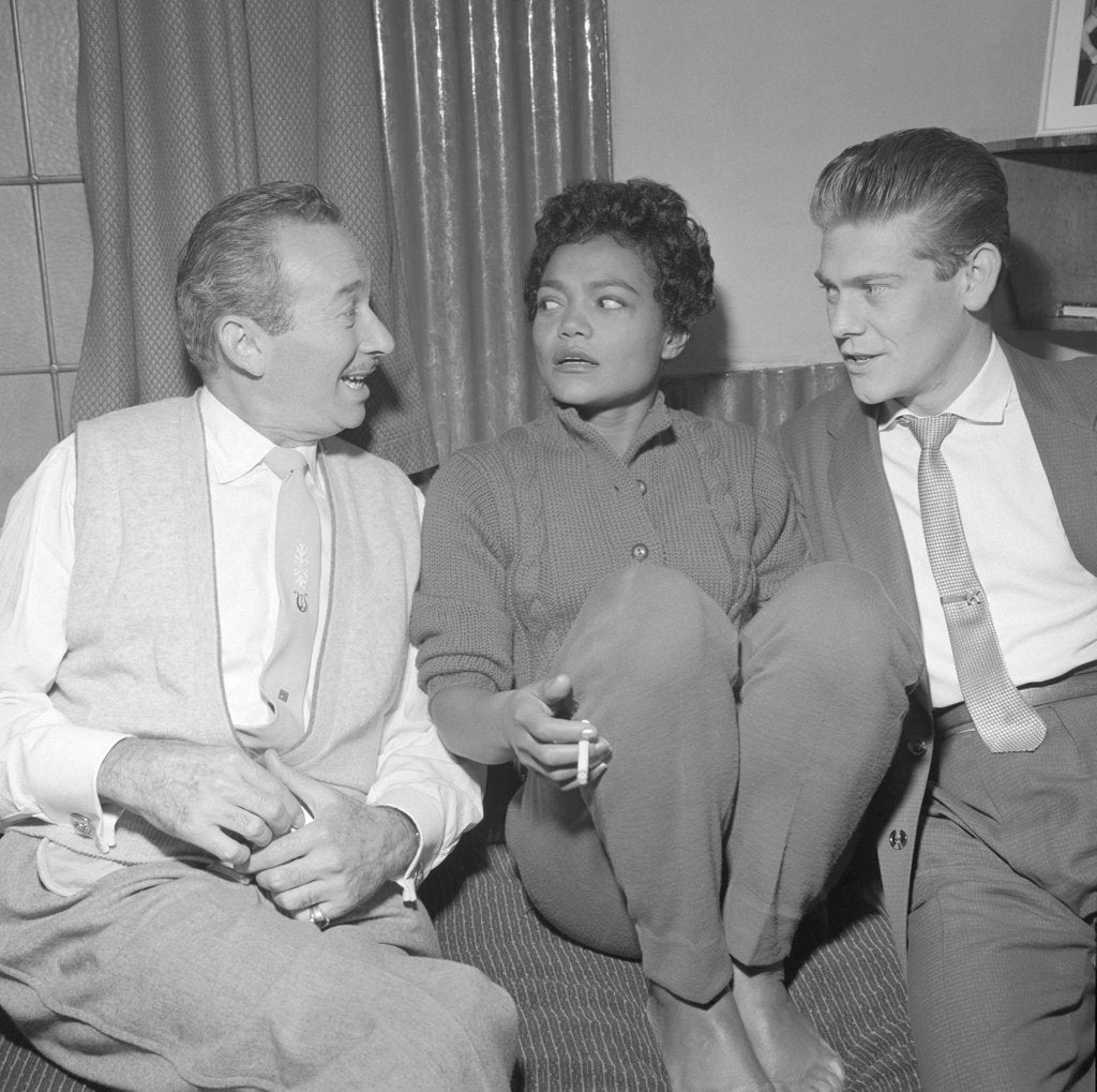 Detail of Eartha Kitt with two unnamed men by Harry Hammond