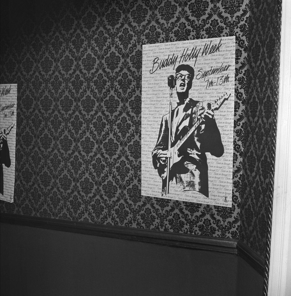 Detail of Buddy Holly Week poster by Harry Hammond