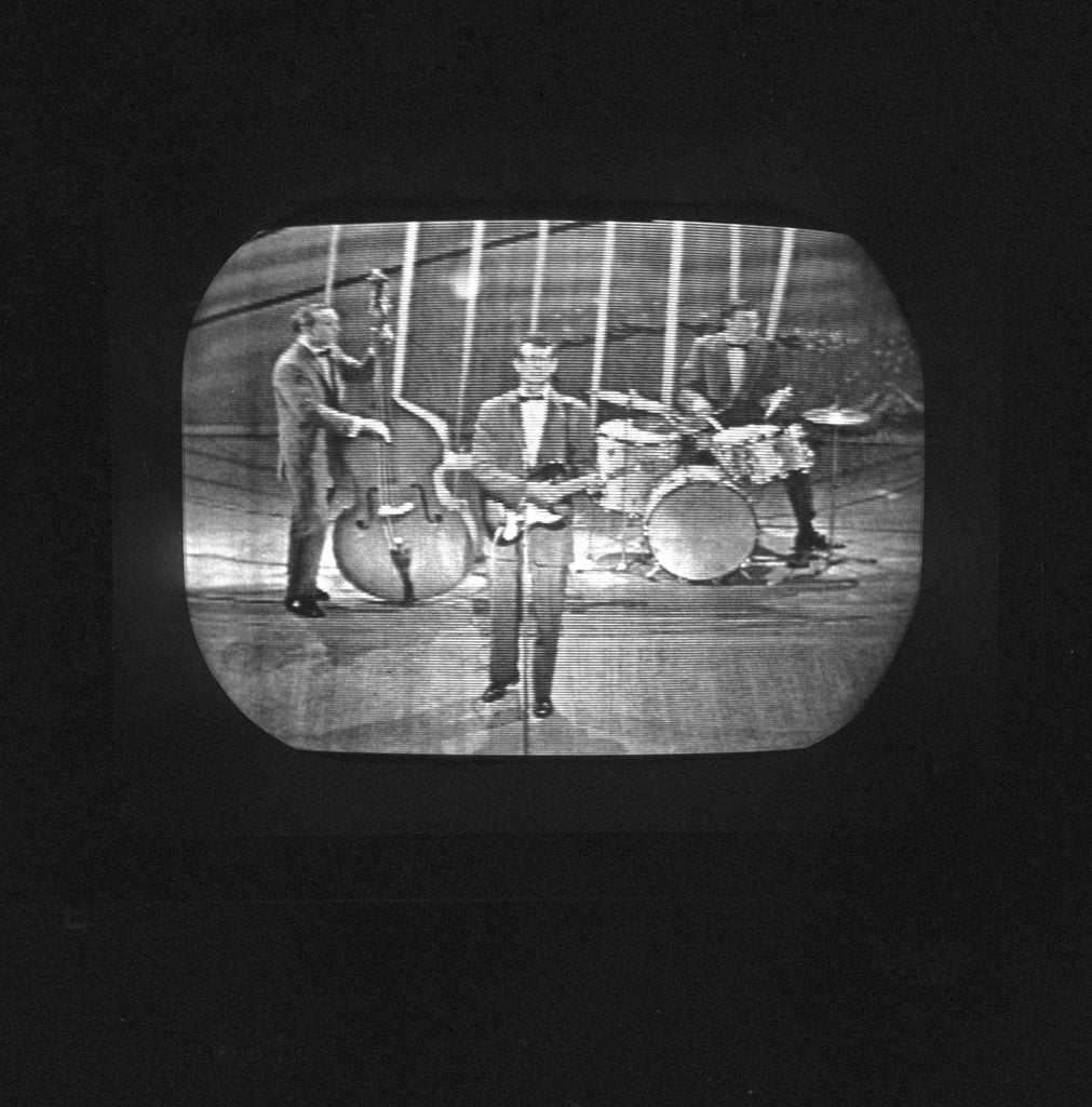Detail of Buddy Holly on the Sunday Night at the Palladium TV show by Harry Hammond