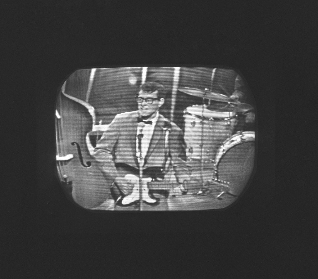 Detail of Buddy Holly on the Sunday Night at the Palladium TV show by Harry Hammond