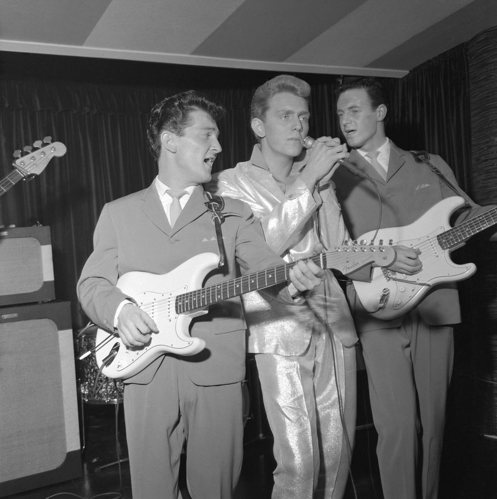 Detail of Shane Fenton, aka Alvin Stardust, with backing group The Fentones by Harry Hammond