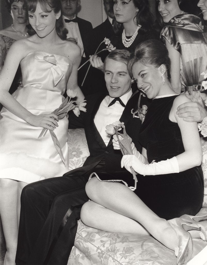 Detail of Adam Faith in promotion call with Rank Studio starlets by Harry Hammond