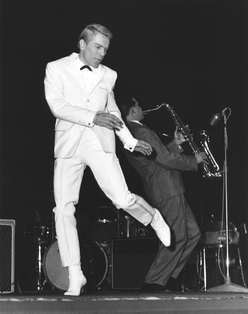Detail of Adam Faith, at Poll Winners Concert, Wembley. England, 1960 by Harry Hammond