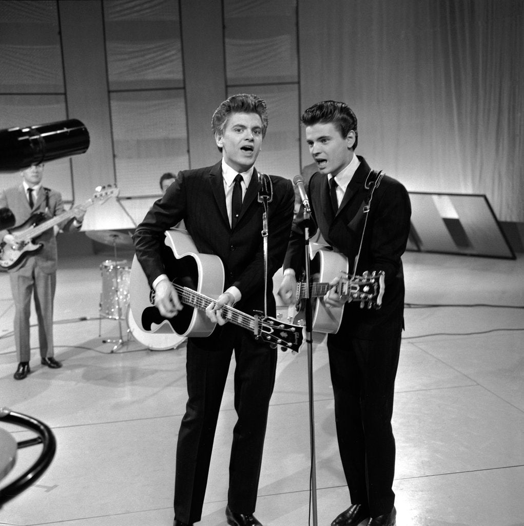 Detail of Everly Brothers on the Alma Cogan TV Show, backed by The Crickets by Harry Hammond