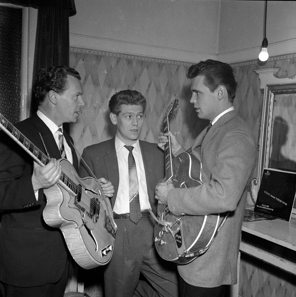 Detail of Duane Eddy with Keith Goodwin and Bert Weedon by Harry Hammond