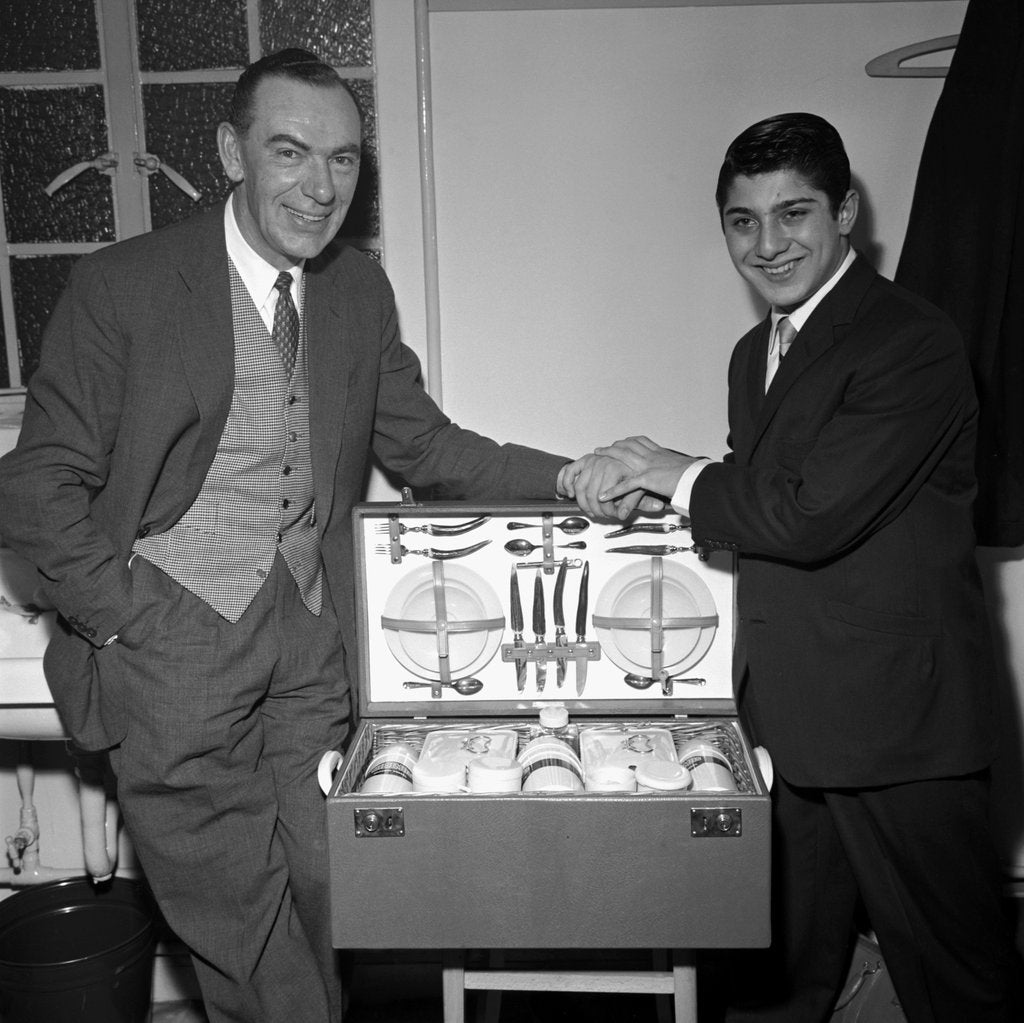Detail of Paul Anka with unknown man by Harry Hammond