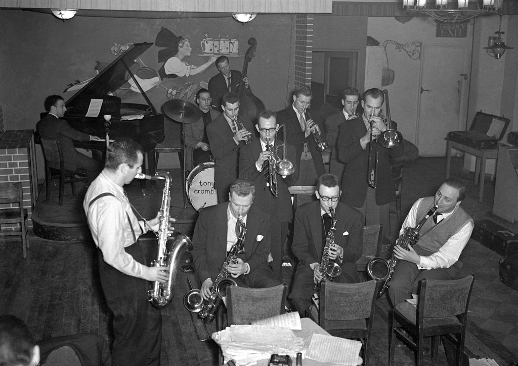 Detail of Ronnie Scott with unknown band by Harry Hammond