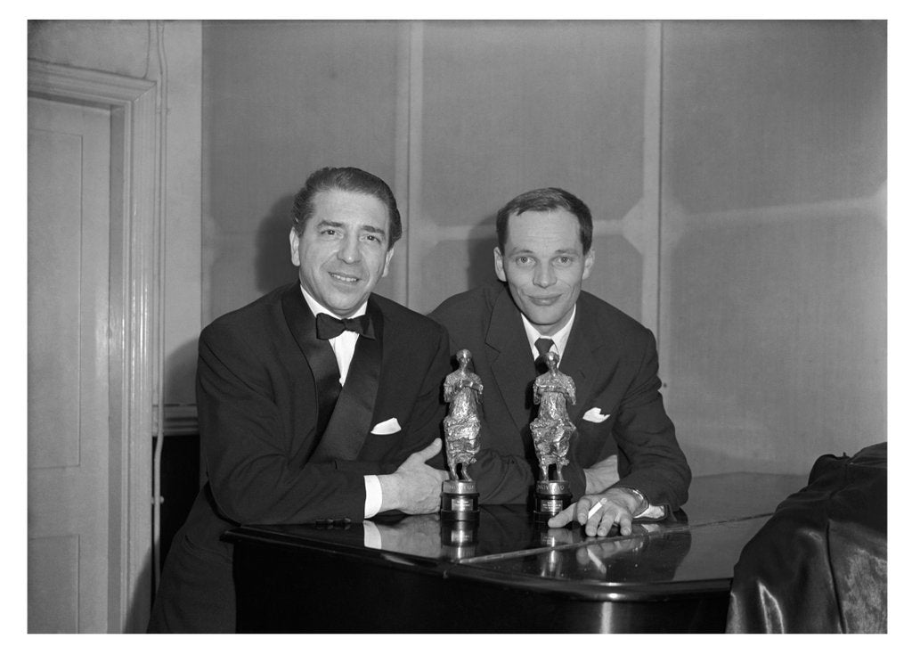 Detail of Mantovani and Johnny Dankworth with their awards by Harry Hammond