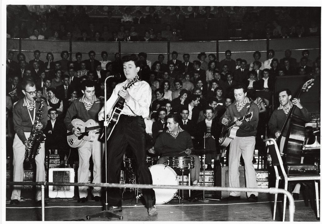 Detail of Terry Dene with a band by Harry Hammond