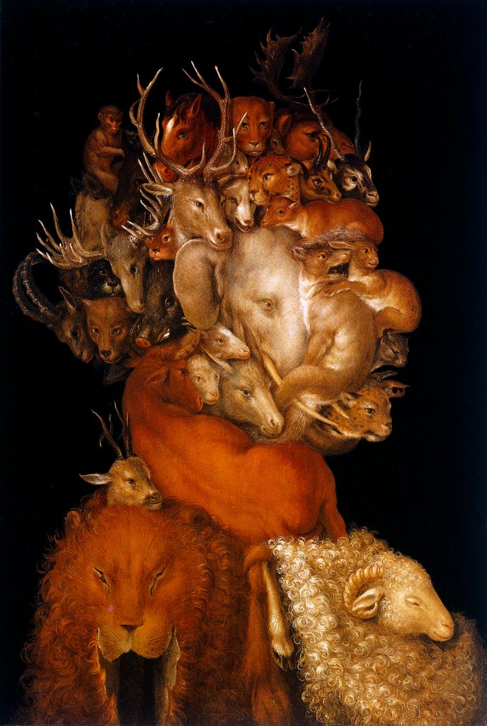 Detail of Earth, showing a composite of different animal faces by Giuseppe Arcimboldo